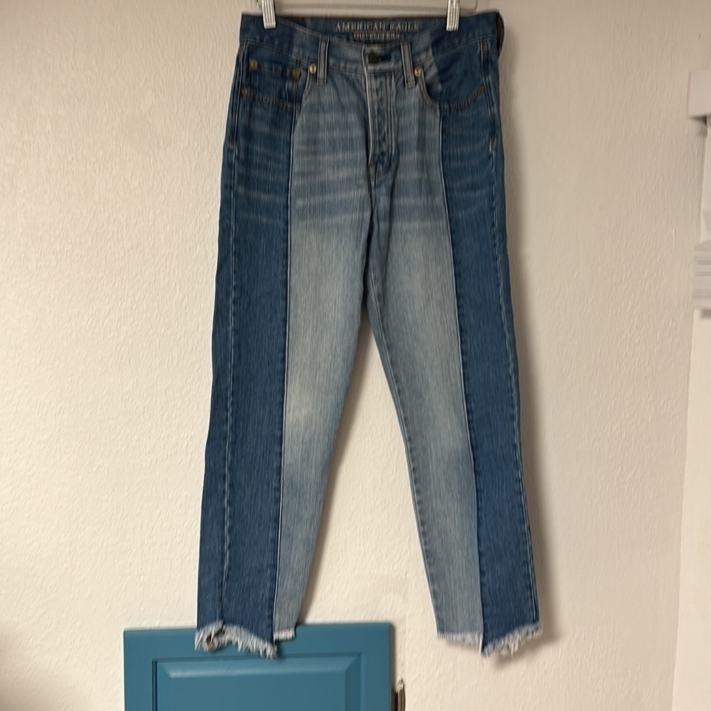 High Rise Color Block Jeans - Picture 2 of 14